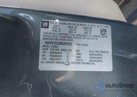 2011 Chevrolet Silverado 1500 Ltz from USA, damaged, VIN 3GCPKTE30BG263939